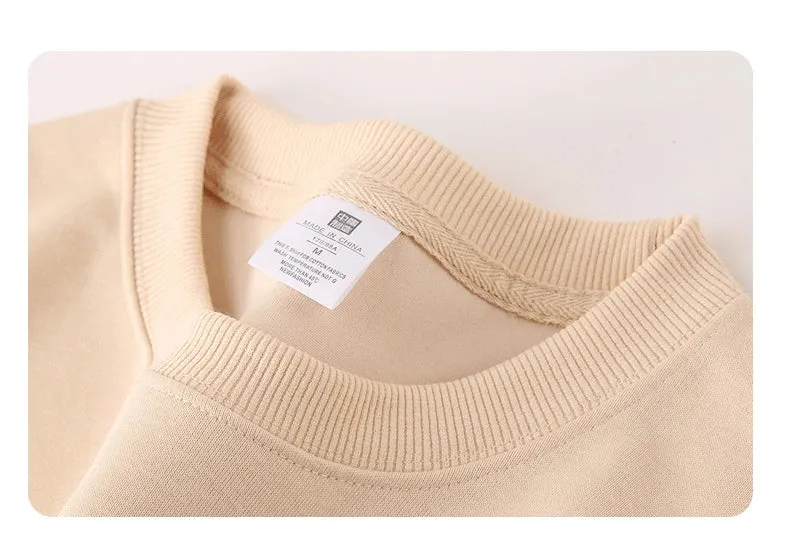 Simple Design Round Neck Sweatshirt Men Loose Streetwear Pullover Male Hoodies Black Beige Pink