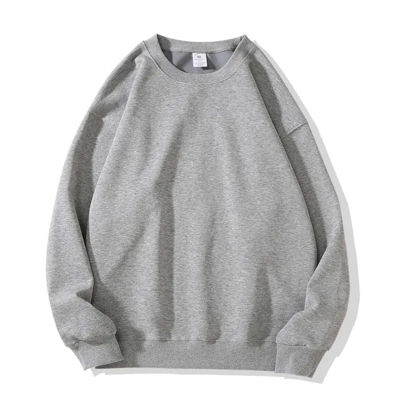 Simple Design Round Neck Sweatshirt Men Loose Streetwear Pullover Male Hoodies Black Beige Pink