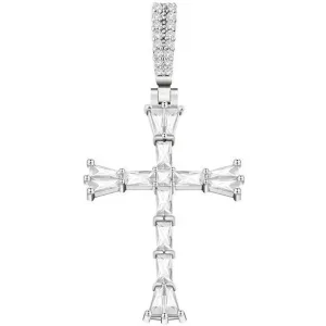 Tapered Baguette Diamond Cross Pendant