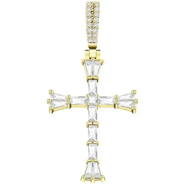 Tapered Baguette Diamond Cross Pendant