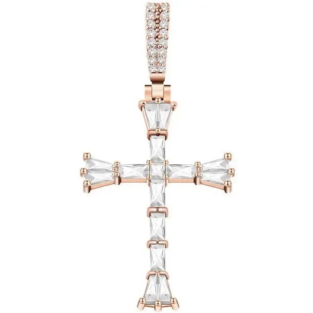 Tapered Baguette Diamond Cross Pendant