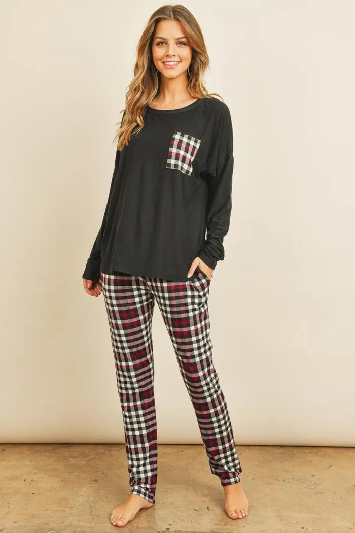 Top & plaid jogger set