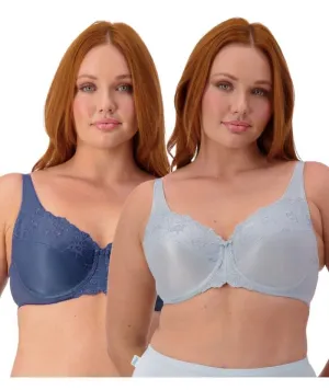 Triumph Embroidered Minimiser Bra 2 Pack - Indigo/Pearl