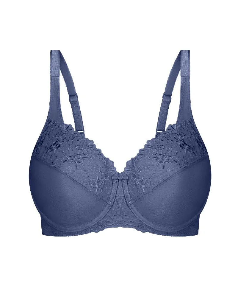 Triumph Embroidered Minimizer Bra - Indigo Blue