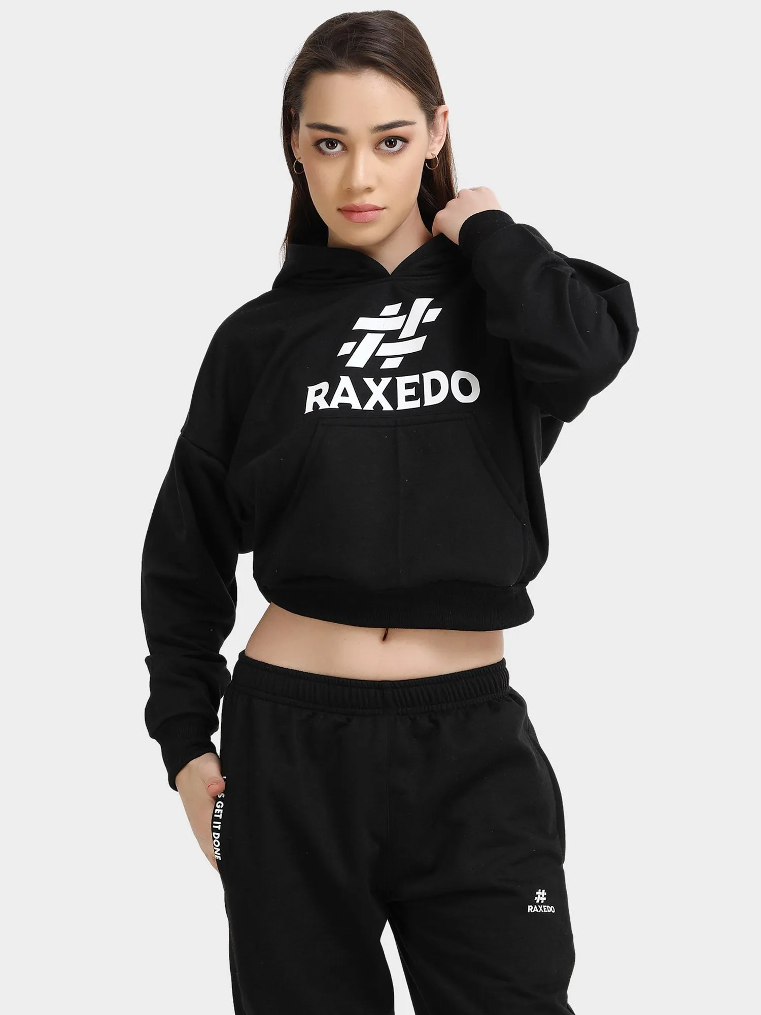 Women Hoodies Black - Cropped Hoodie