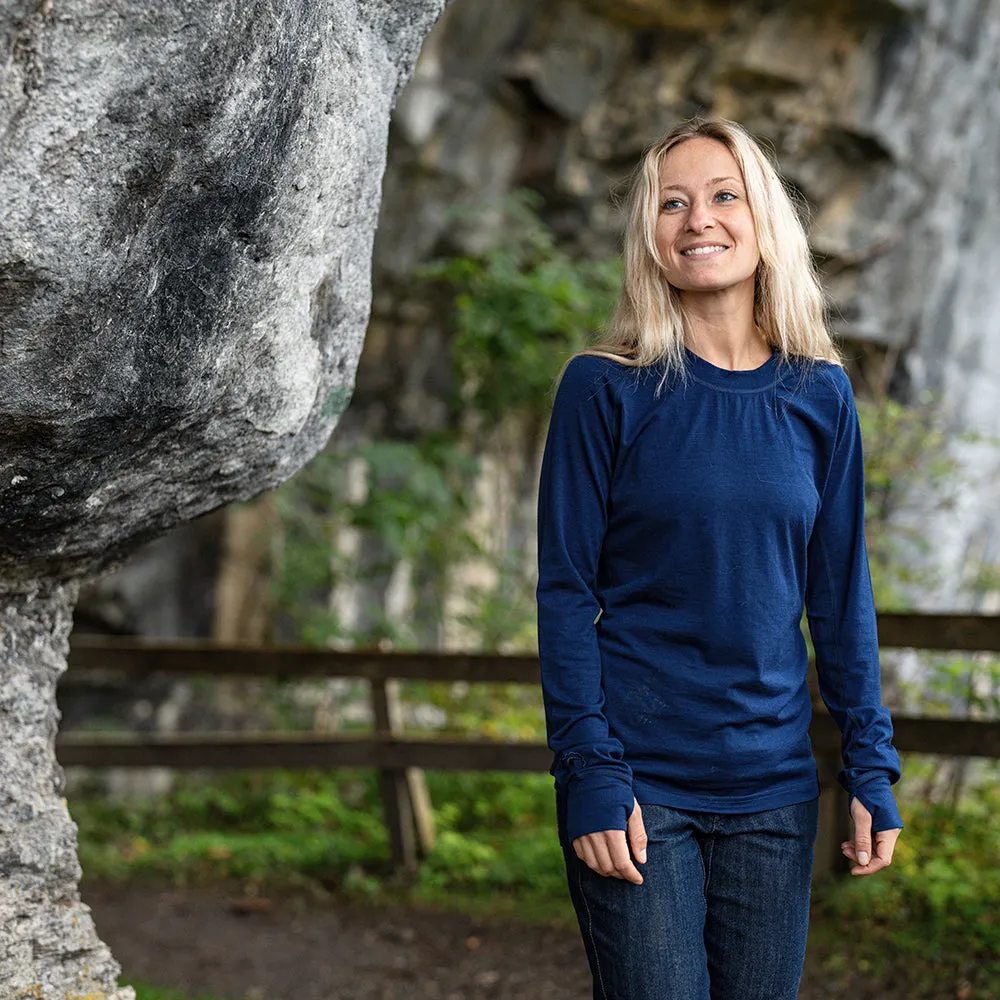 Womens 160 Merino Active Long Sleeve Crew (Navy)